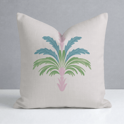 Bellagio Blush Linen Palm Throw Pillow - Lemon Park