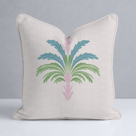 Bellagio Blush Linen Palm Throw Pillow - Lemon Park