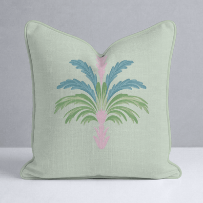 Bellagio Blush Mint Palm Throw Pillow - Lemon Park