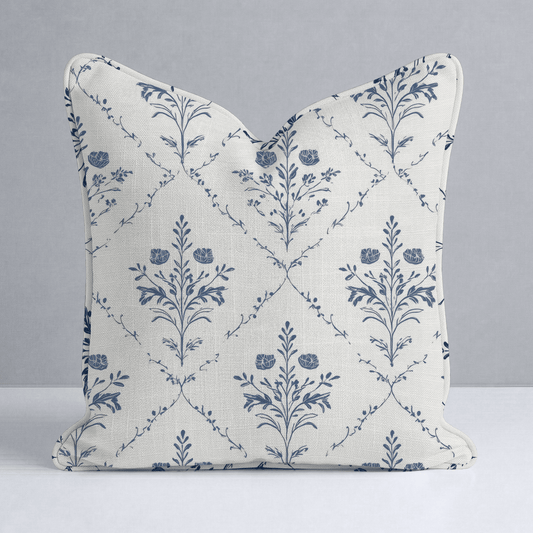 Benjamin Cream Floral Throw Pillow - Lemon Park