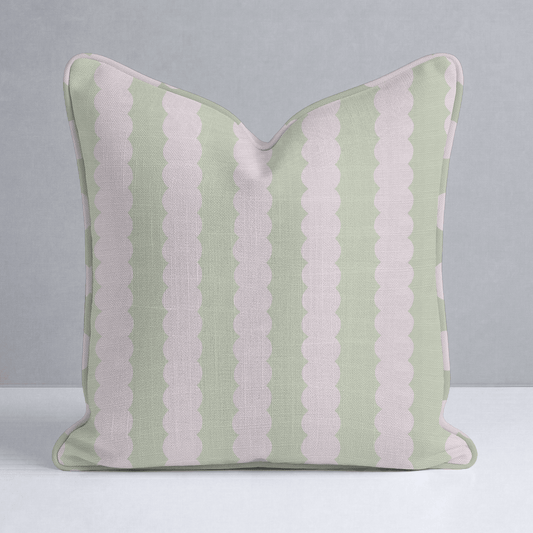 Juliet's Garden Pistachio and Bubble Stripe Throw Pillow - Lemon Park