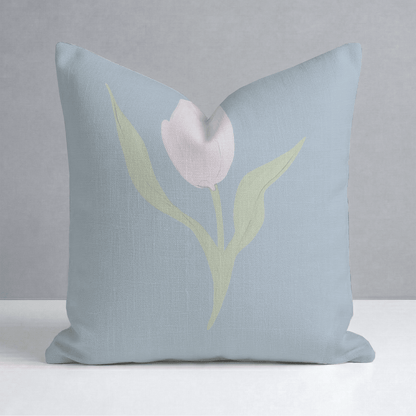 Juliet's Garden Robin Blue Tulip Throw Pillow - Lemon Park