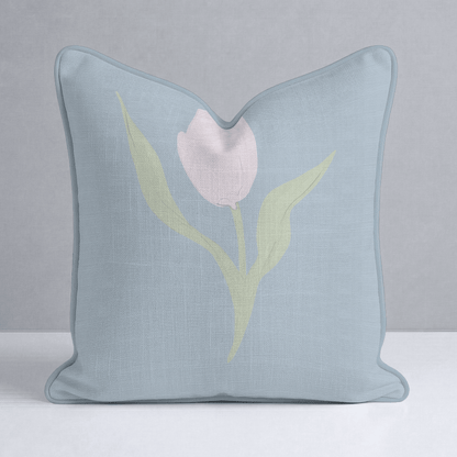 Juliet's Garden Robin Blue Tulip Throw Pillow - Lemon Park