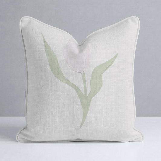Juliet's Garden Sand Tulip Throw Pillow - Lemon Park