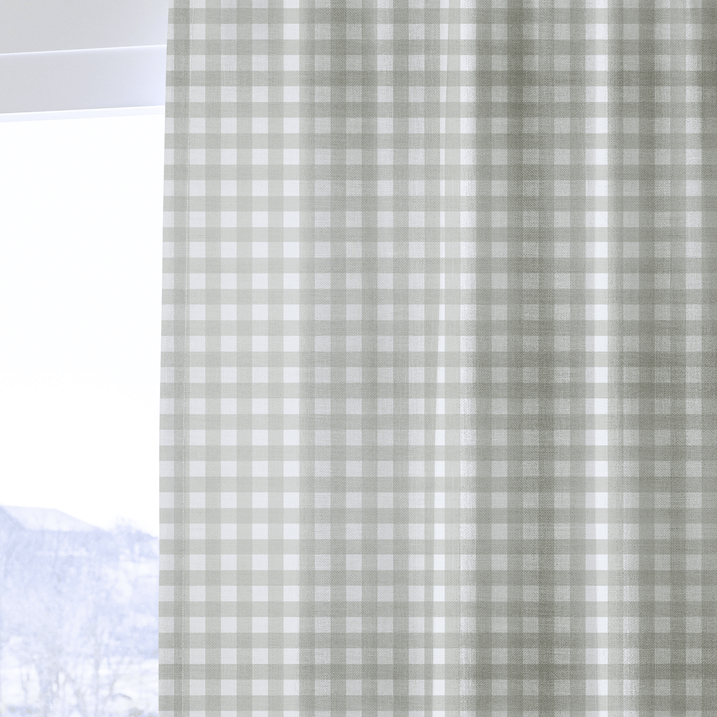 Loose Stems Lichen Gingham_ - Drapery