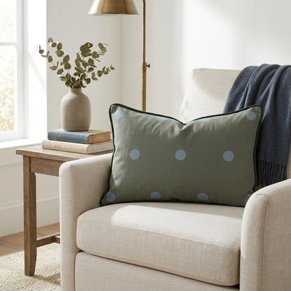 The Silk Garden Evergreen Dots Throw Pillow