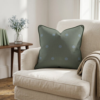 The Silk Garden Evergreen Dots Throw Pillow