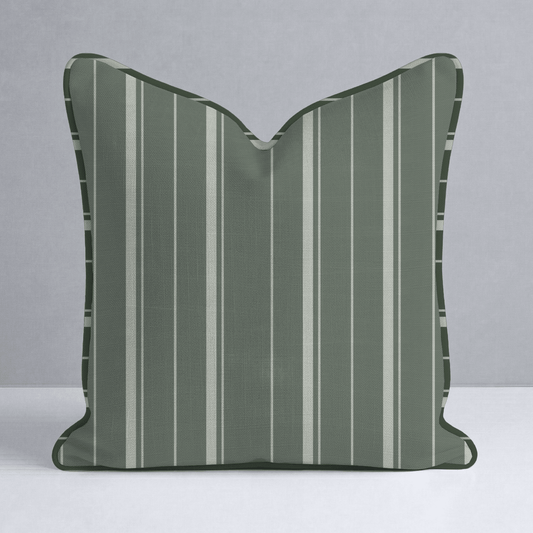 The Silk Garden Evergreen Stripes Throw Pillow - Lemon Park