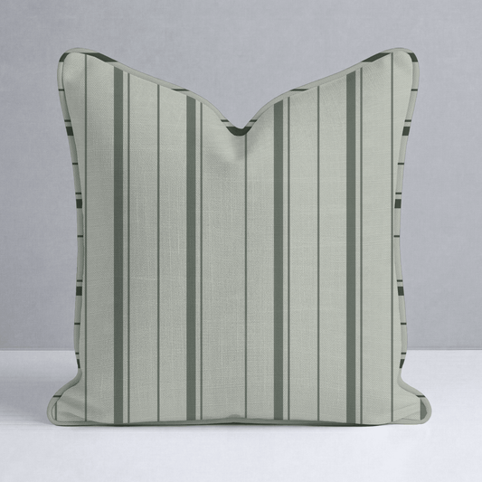 The Silk Garden Sage Stripes Throw Pillow - Lemon Park